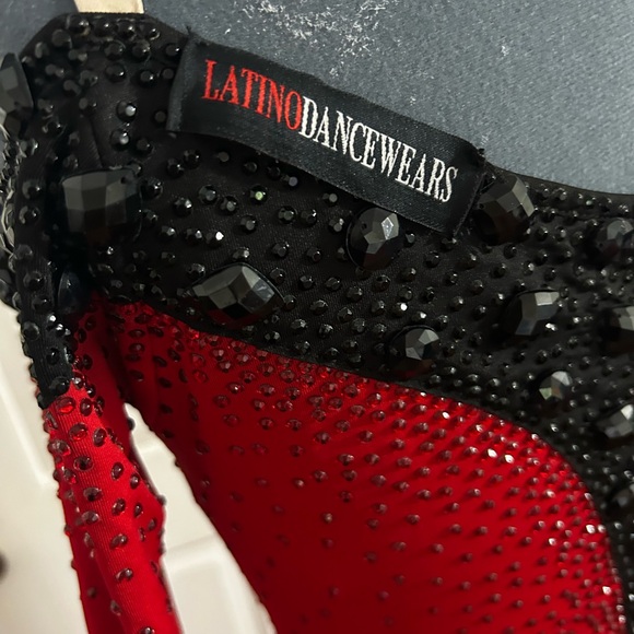 Red and Black Smooth Ballroom Dress Size 4-8 - Picture 10 of 11